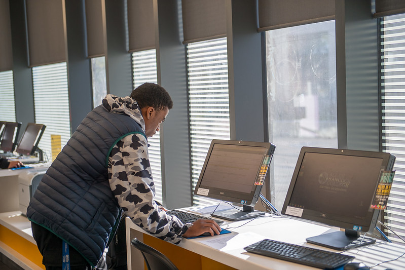 A student uses a computer at Allan Hancock College.
