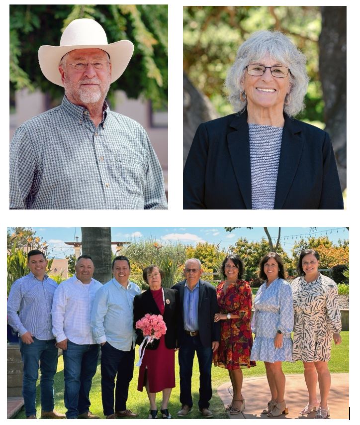 2024 Hancock Honors recipients (top) Larry Lahr, Joyce Howerton and the Luis and Consuelo Chavez family. 