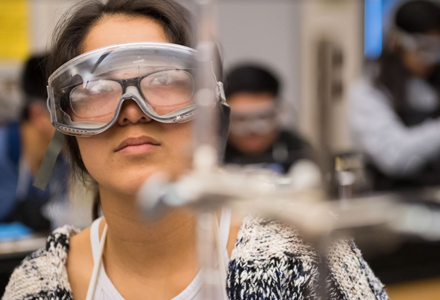 Student in chemistry class