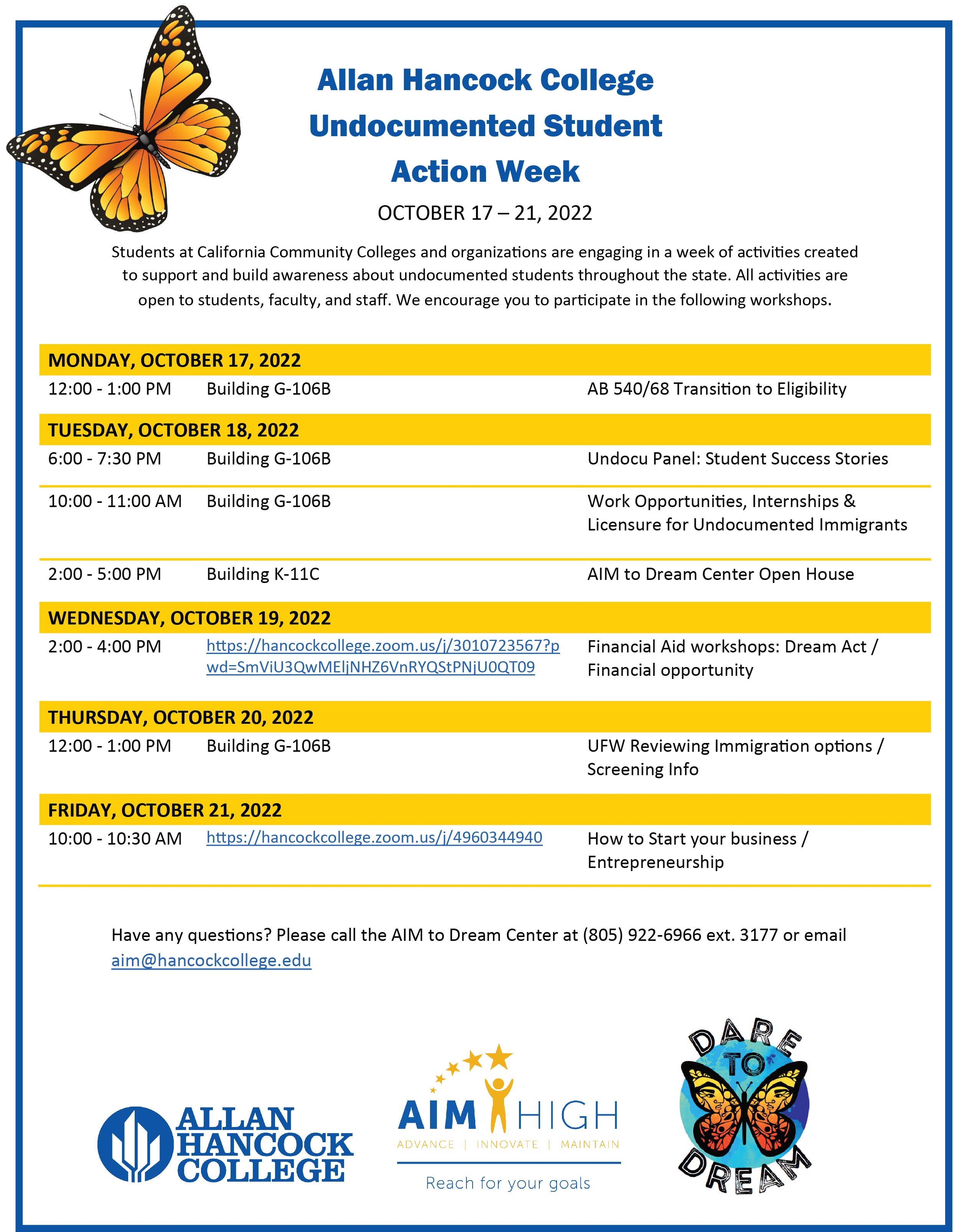 Undocumented Week Of Action Workshops 2022
