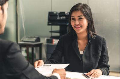 Woman at job interview