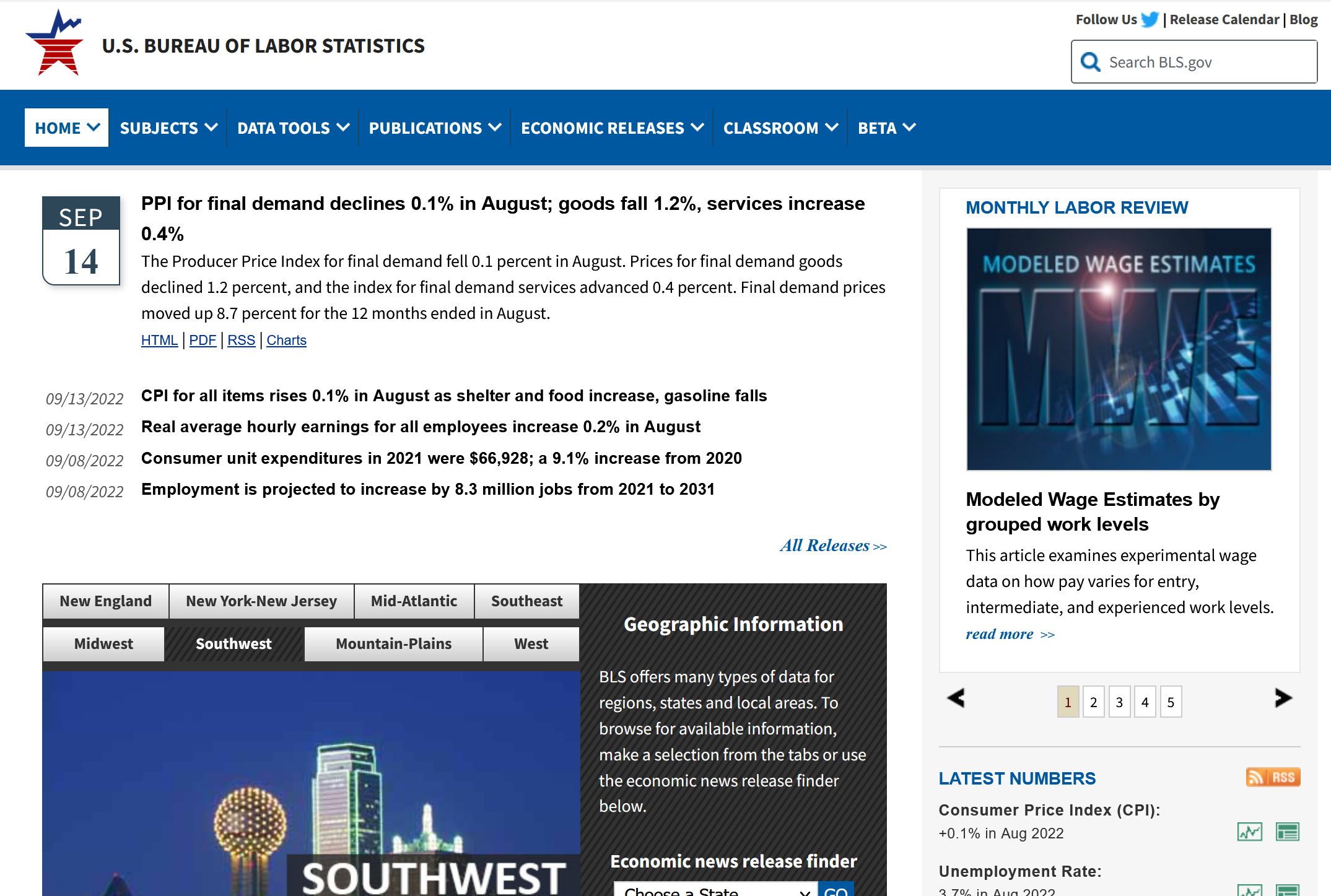 US Bureau of Labor Statistics