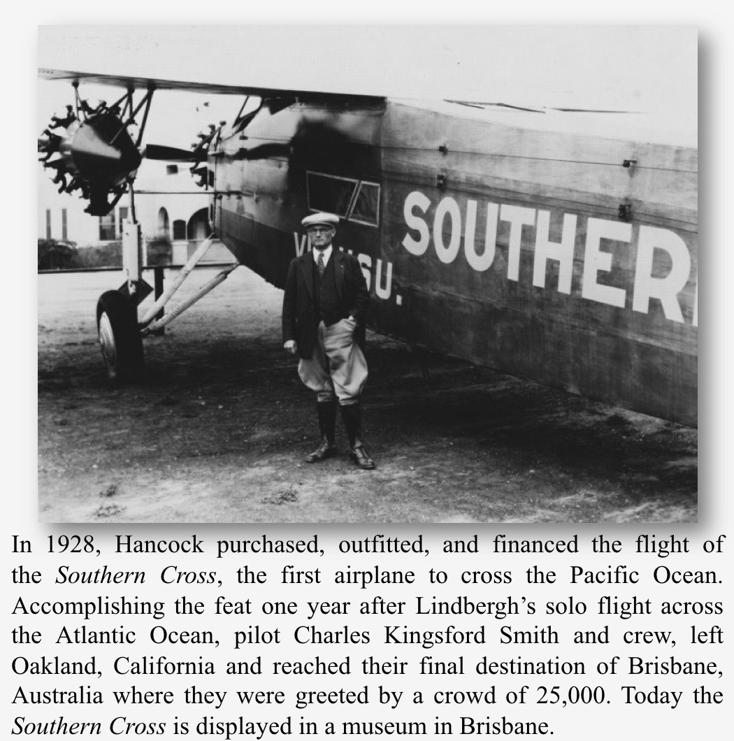 Allan Hancock stands next to his plane, the Southern Cross. 