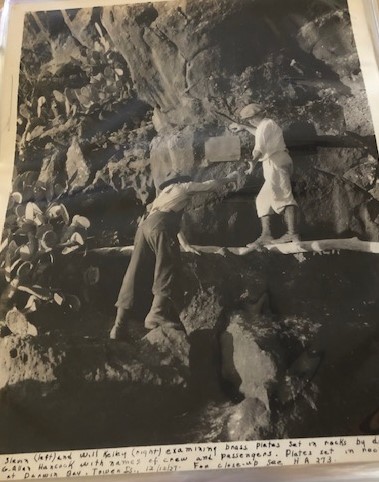 Placing a plaque to commemorate a Hancock journey to the Galapagos, 1927.