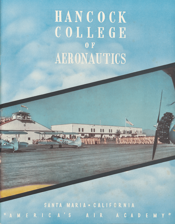 cover of brochure for the Hancock College of Aeronautics.