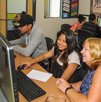 Students in math center