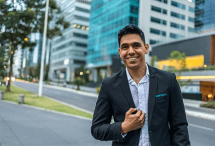 Man walking in city