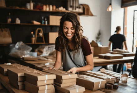 woman packing boxes