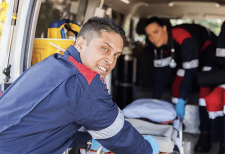 EMT in an ambulance