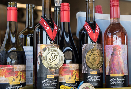 Wine bottles with awards