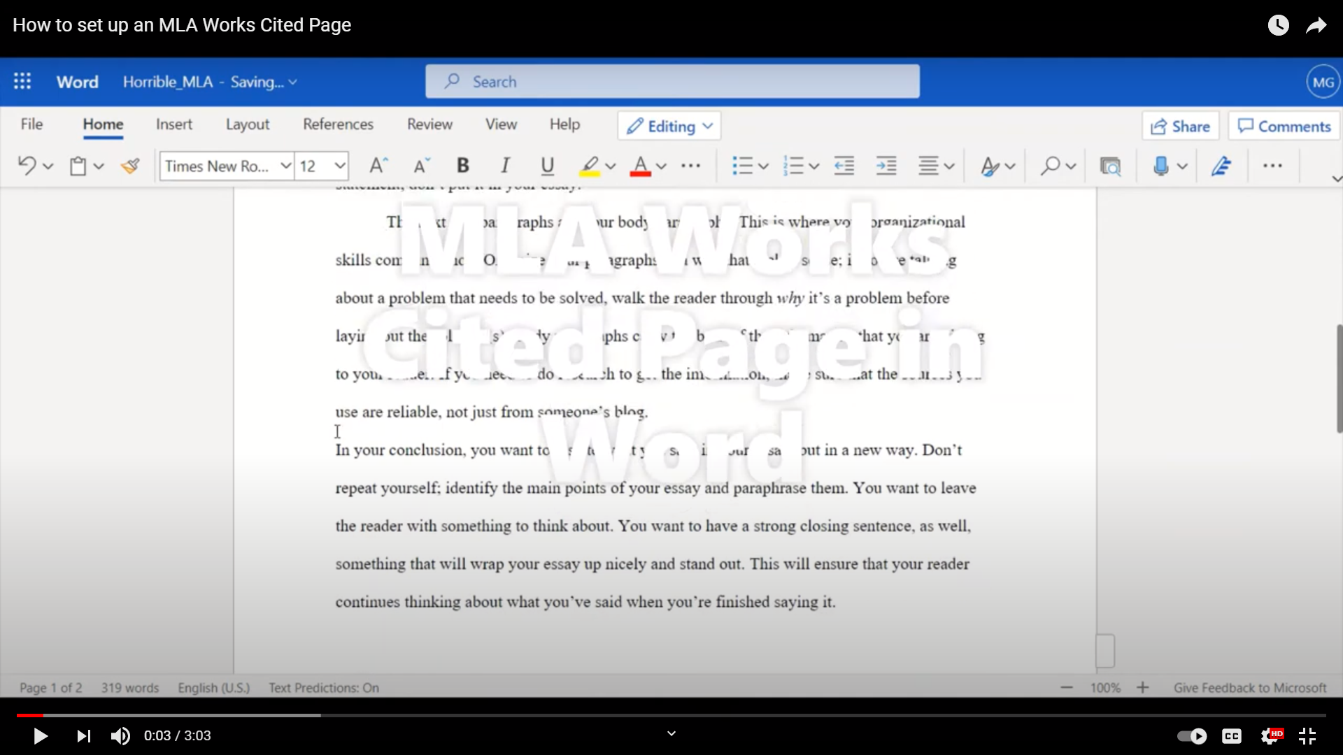 How to Set Up an MLA Works Cited Page in Word