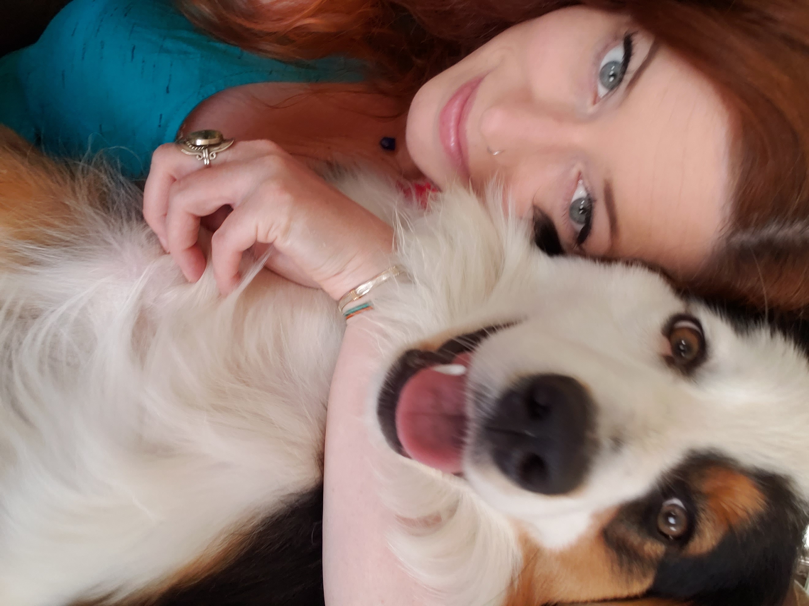Brunet and dog 